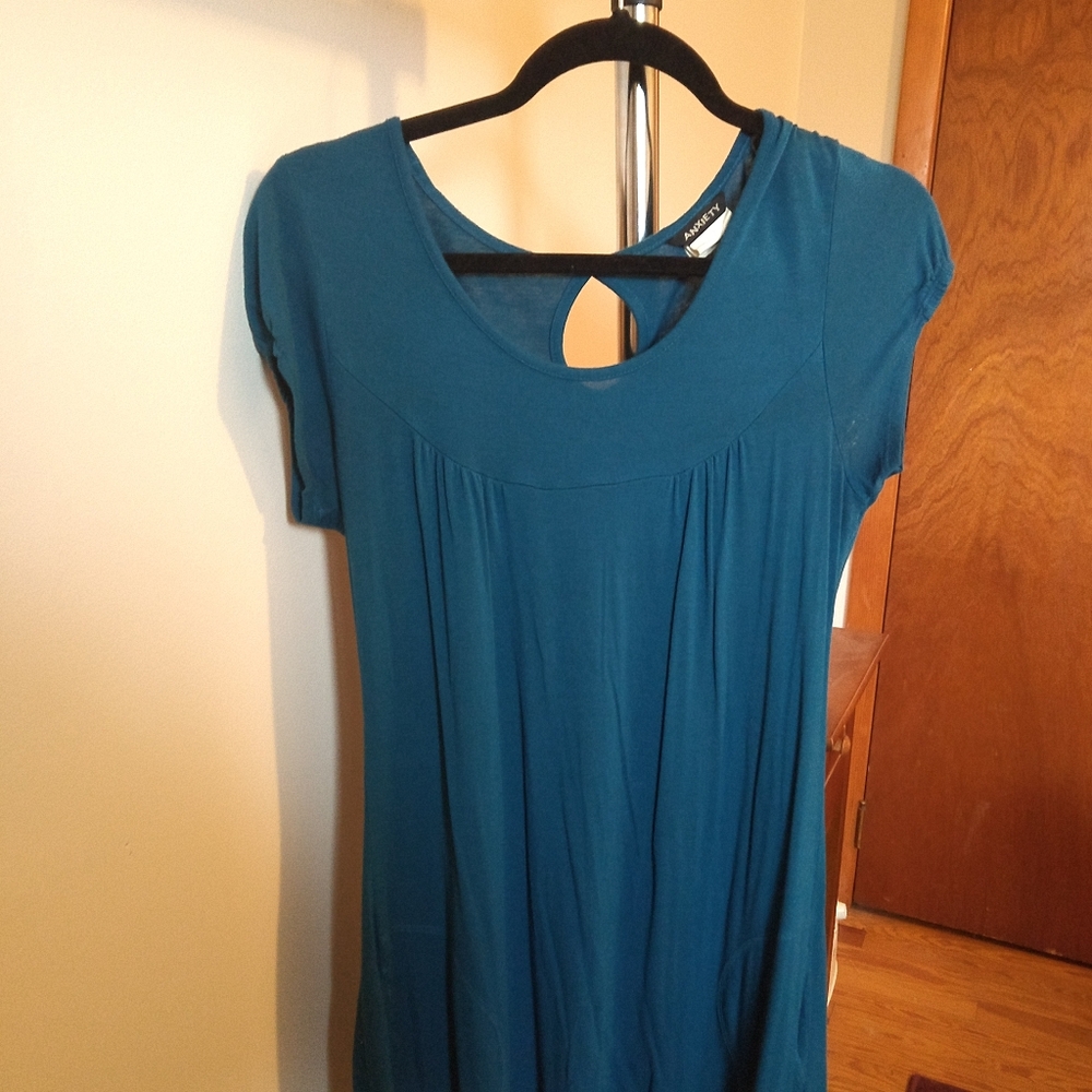 Anxiety Teal Blue Keyhole Dress